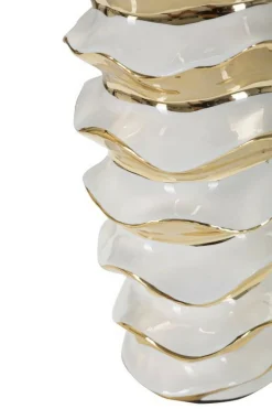 Lampada da tavolo Ashcan, 33x33 h53 cm, Bianco e Oro<Dmora Cheap
