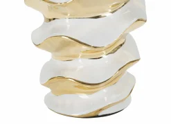 Lampada da tavolo Ashcan, 33x33 h53 cm, Bianco e Oro<Dmora Cheap