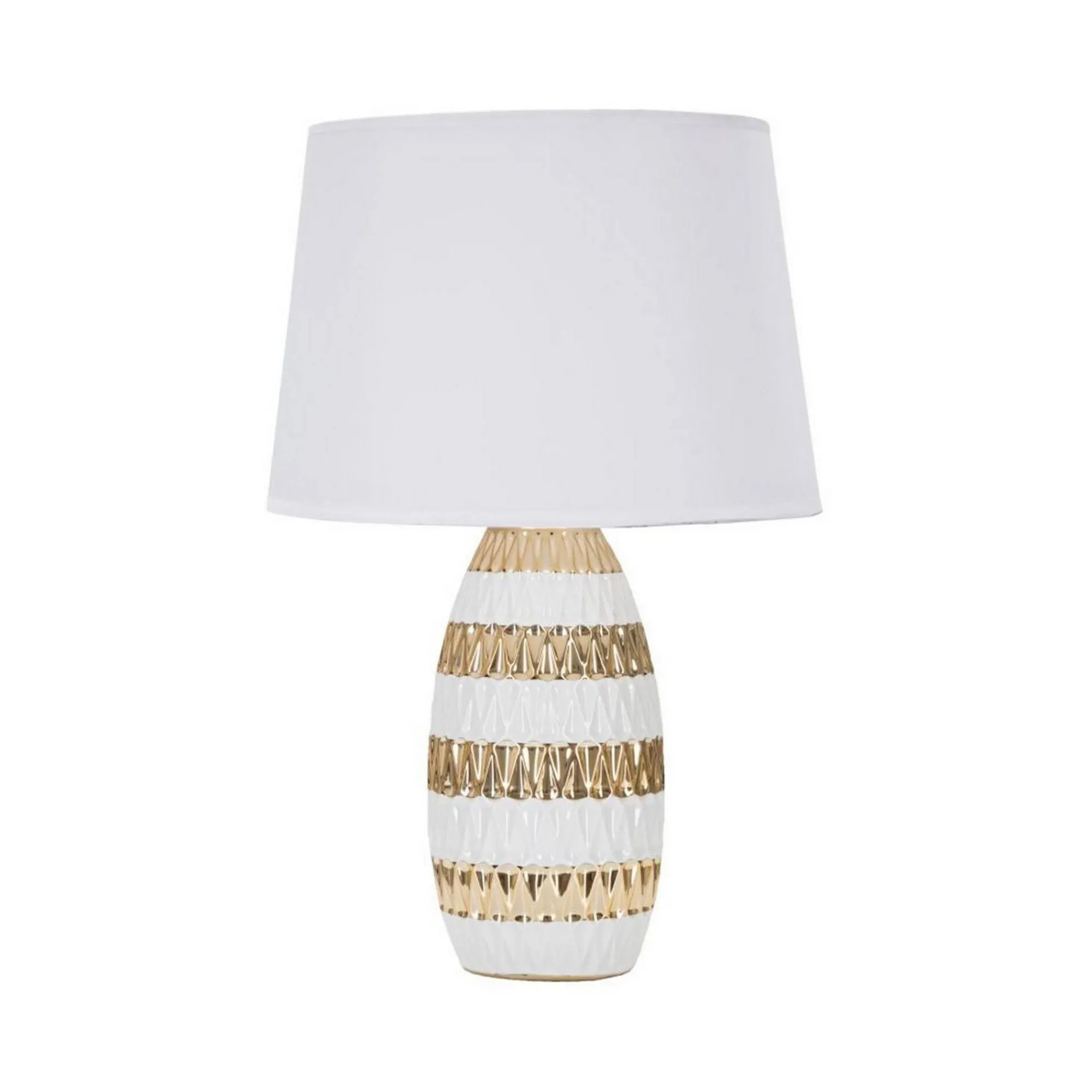 Lampada da tavolo Barr, 33x33 h50 cm, Bianco e Oro<Dmora Discount