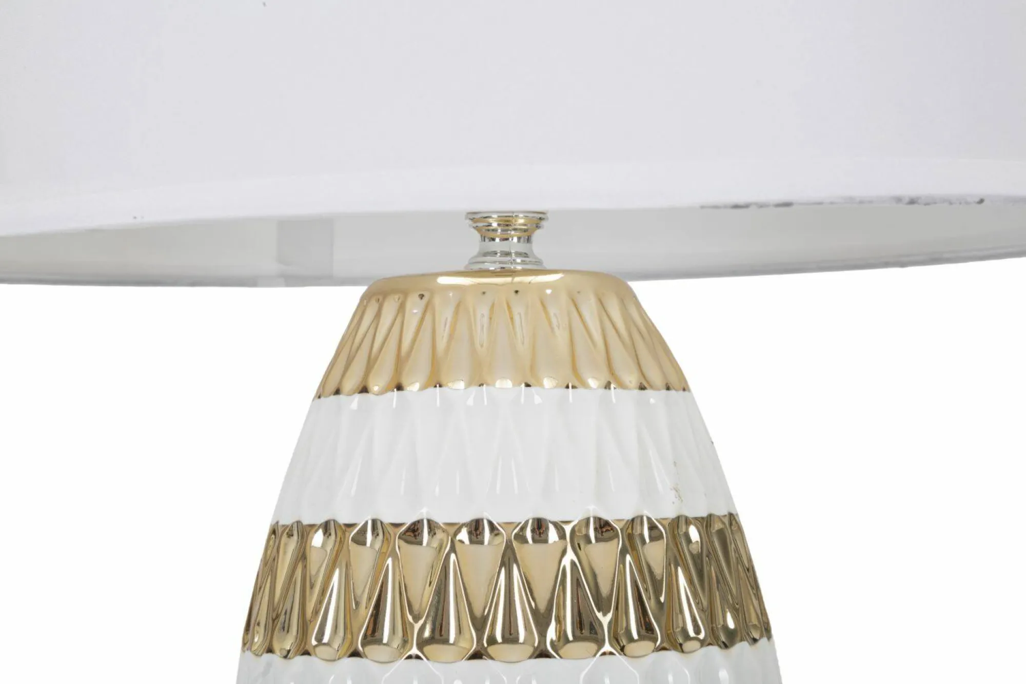 Lampada da tavolo Barr, 33x33 h50 cm, Bianco e Oro<Dmora Discount