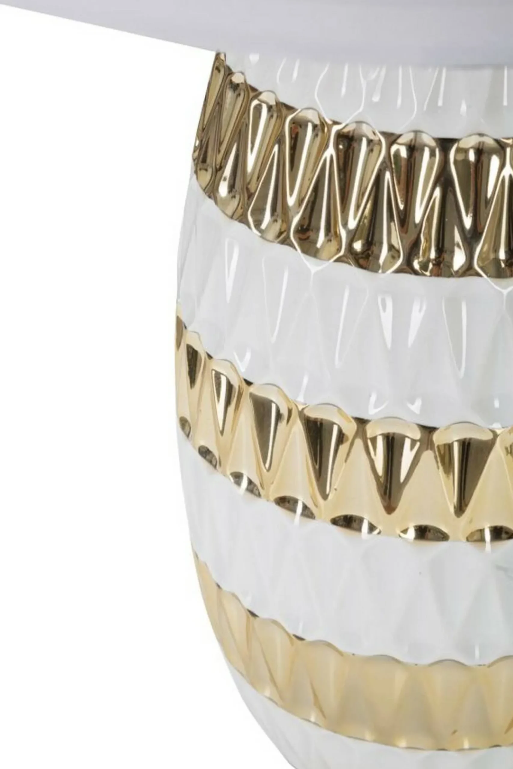 Lampada da tavolo Barr, 33x33 h50 cm, Bianco e Oro<Dmora Discount