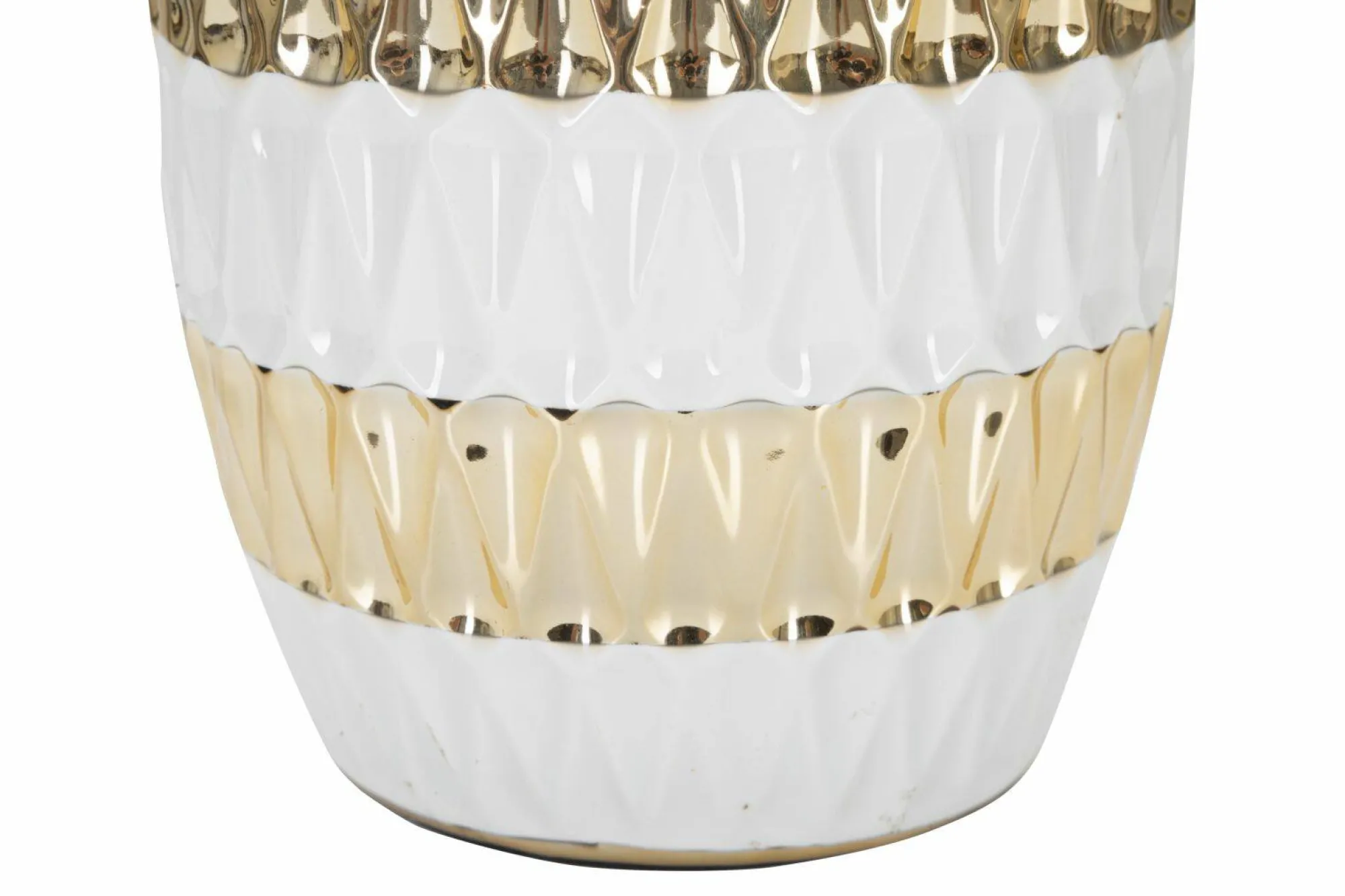 Lampada da tavolo Barr, 33x33 h50 cm, Bianco e Oro<Dmora Discount
