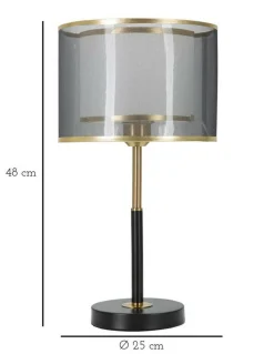 Lampada da tavolo Chiaroscuro, 25x25 h48 cm, Nero e Oro<Dmora Clearance