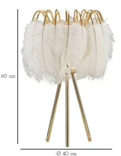 Lampada da tavolo Estofado, 40x40 h60 cm, Bianco e Oro<Dmora Flash Sale