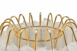 Lampada da tavolo Estofado, 40x40 h60 cm, Bianco e Oro<Dmora Flash Sale