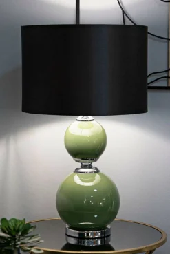 Lampada da tavolo Falletto, 38x38 h65 cm, Verde e Grigio<Dmora New