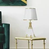 Lampada da tavolo Gongbi, 28x28 h57 cm, Bianco e Oro<Dmora Hot