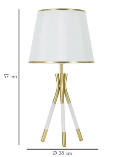 Lampada da tavolo Gongbi, 28x28 h57 cm, Bianco e Oro<Dmora Hot