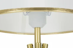 Lampada da tavolo Gongbi, 28x28 h57 cm, Bianco e Oro<Dmora Hot