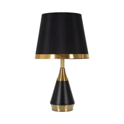 Lampada da tavolo Grattage, 28x28 h50 cm, Nero e Oro<Dmora Discount