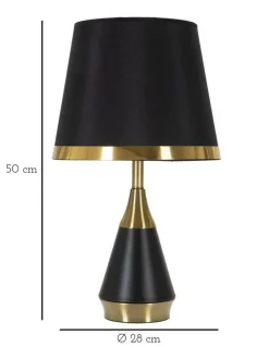 Lampada da tavolo Grattage, 28x28 h50 cm, Nero e Oro<Dmora Discount