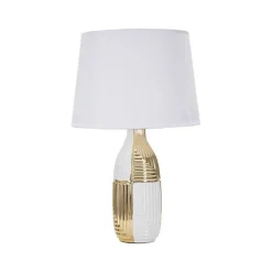 Lampada da tavolo Mondriam, Bianco e Oro, 33x33 h54 cm<Dmora Cheap