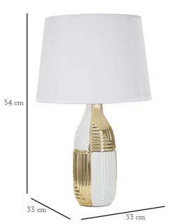 Lampada da tavolo Mondriam, Bianco e Oro, 33x33 h54 cm<Dmora Cheap