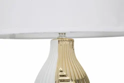 Lampada da tavolo Mondriam, Bianco e Oro, 33x33 h54 cm<Dmora Cheap