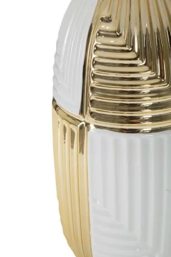 Lampada da tavolo Mondriam, Bianco e Oro, 33x33 h54 cm<Dmora Cheap