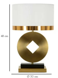 Lampada da tavolo Papier, 30x30 h53 cm, Bianco e Oro<Dmora Best Sale