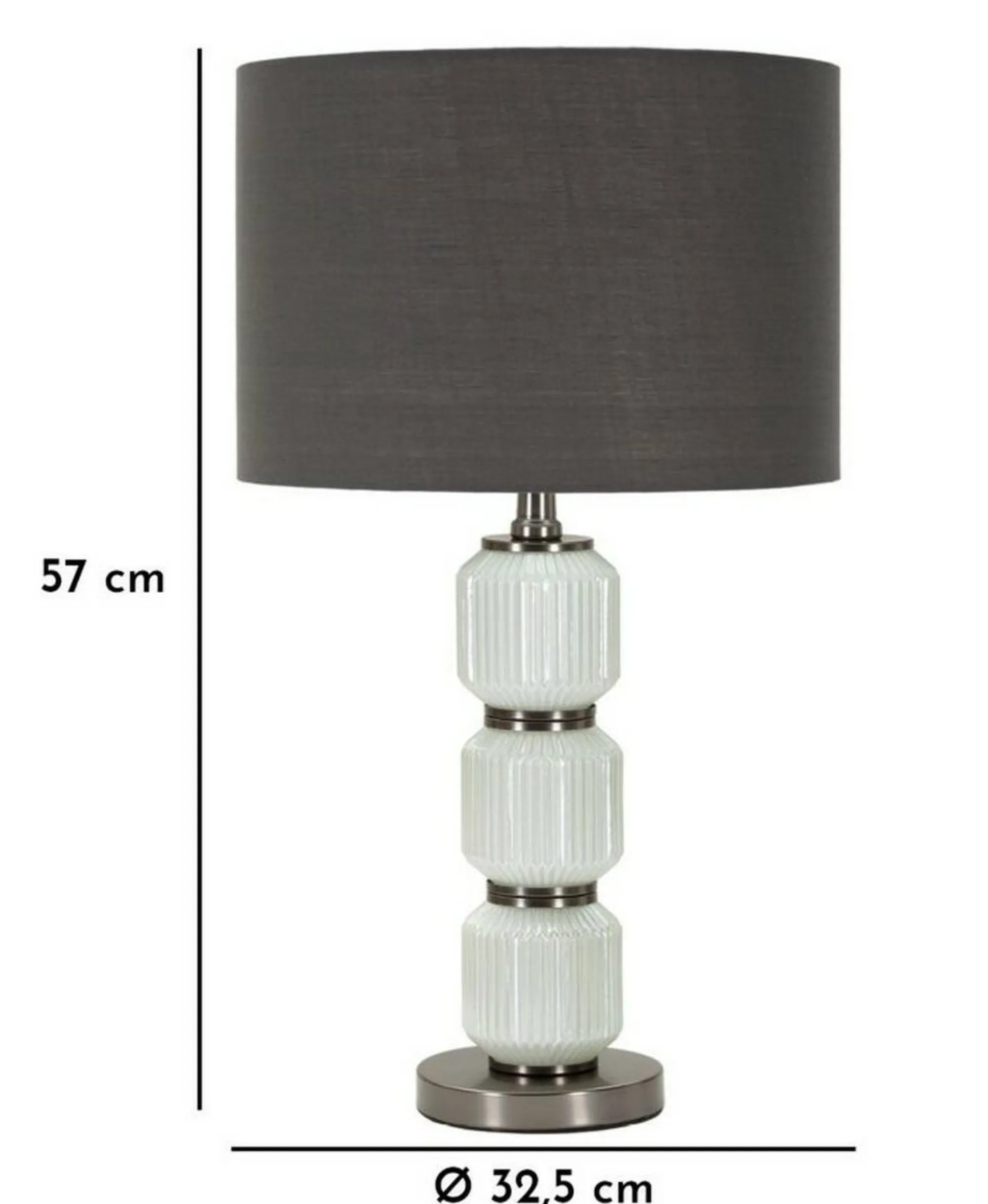 Lampada da tavolo Presolana, 33x33 h57 cm, Bianco e Grigio<Dmora Online