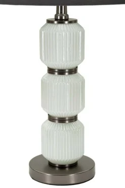 Lampada da tavolo Presolana, 33x33 h57 cm, Bianco e Grigio<Dmora Online