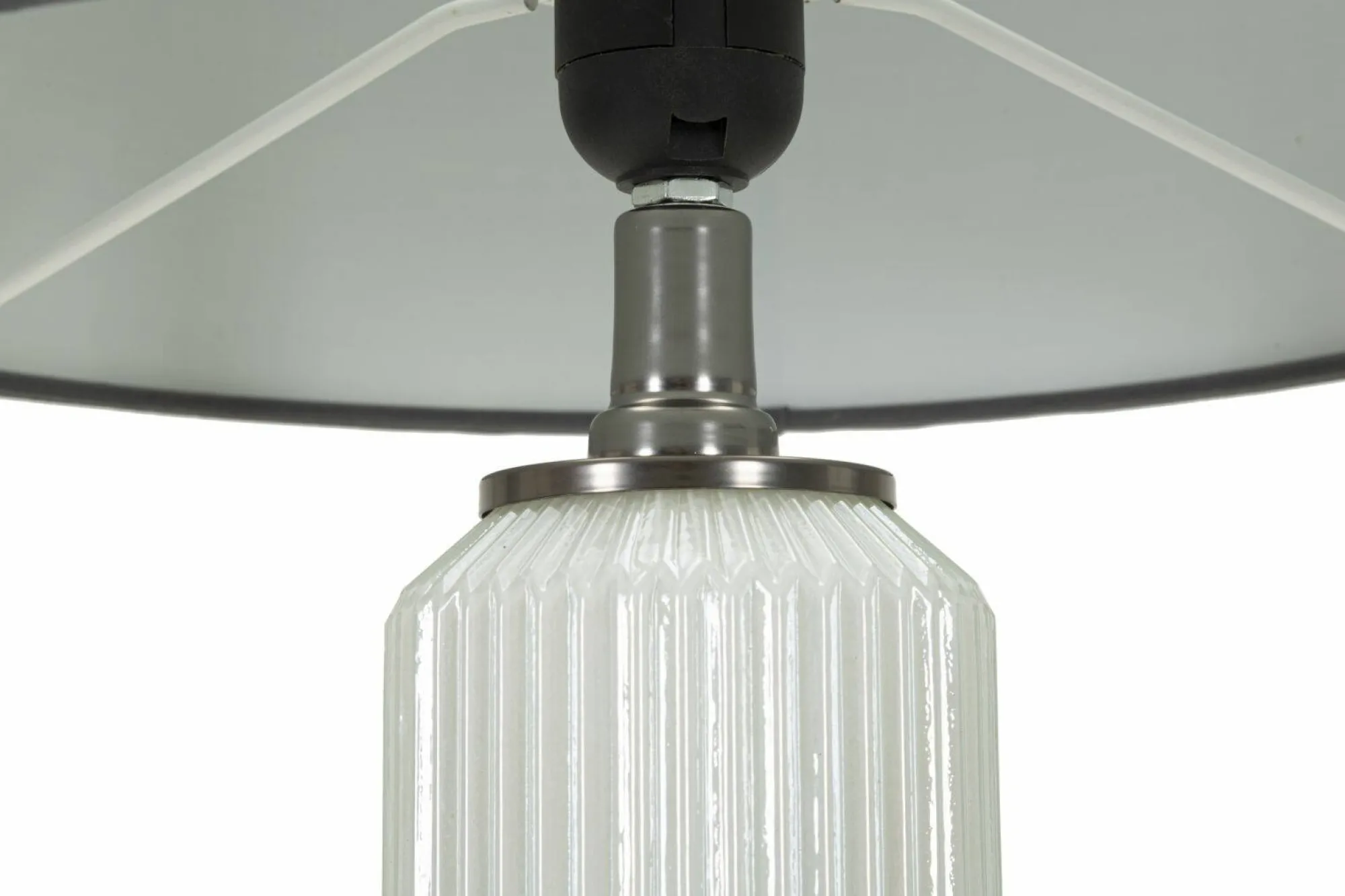 Lampada da tavolo Presolana, 33x33 h57 cm, Bianco e Grigio<Dmora Online