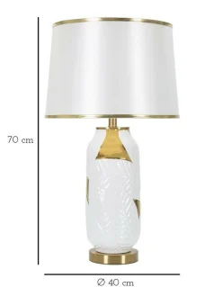 Lampada da tavolo Trompe, 40x40 h70 cm, Bianco e Oro<Dmora Cheap