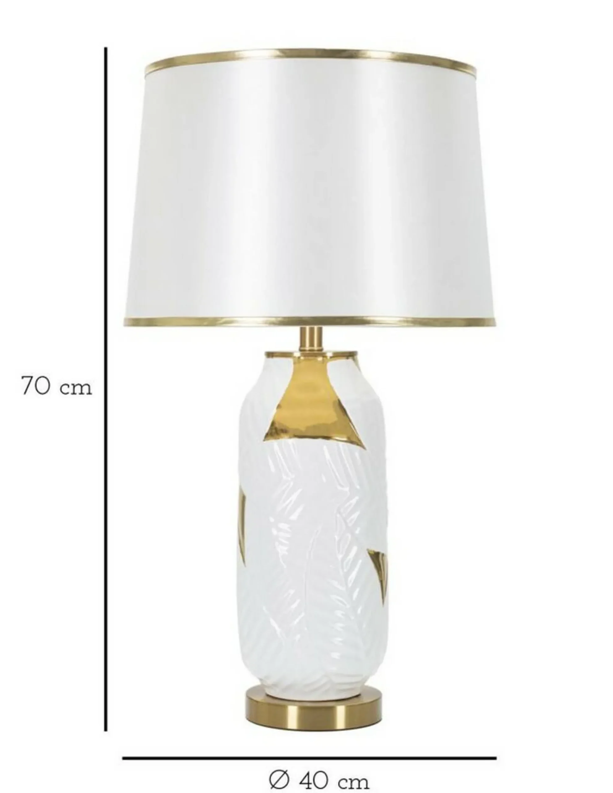 Lampada da tavolo Trompe, 40x40 h70 cm, Bianco e Oro<Dmora Cheap