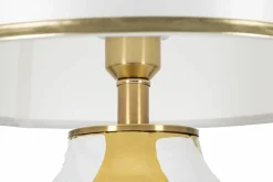 Lampada da tavolo Trompe, 40x40 h70 cm, Bianco e Oro<Dmora Cheap