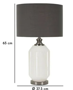 Lampada da tavolo Vidardo, 38x38 h65 cm, Bianco e Grigio<Dmora New