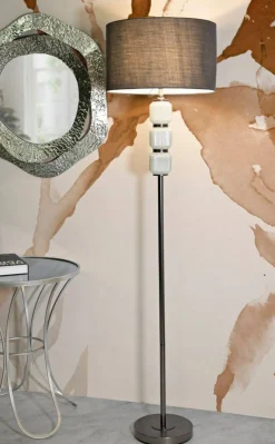 Lampada da terra Andevenno, 43x43 h163 cm, Bianco e Grigio<Dmora Clearance