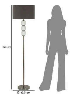 Lampada da terra Andevenno, 43x43 h163 cm, Bianco e Grigio<Dmora Clearance