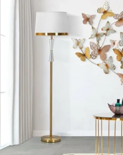 Lampada da terra Craquelure, 40x40 h153 cm, Bianco e Oro<Dmora Cheap