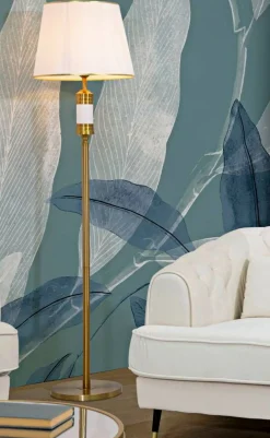 Lampada da terra Grisaille, 41x41 h160 cm, Bianco e Oro<Dmora Best Sale