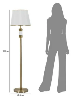 Lampada da terra Grisaille, 41x41 h160 cm, Bianco e Oro<Dmora Best Sale