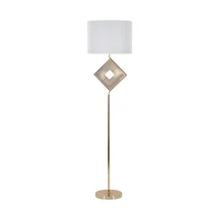 Lampada da terra Inchiostro, 40x40 h161 cm, Bianco e Oro<Dmora Outlet