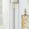 Lampada da terra Marouflage, 35x35 h153 cm, Nero e Oro<Dmora Store