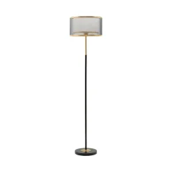 Lampada da terra Marouflage, 35x35 h153 cm, Nero e Oro<Dmora Store