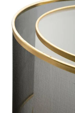 Lampada da terra Marouflage, 35x35 h153 cm, Nero e Oro<Dmora Store