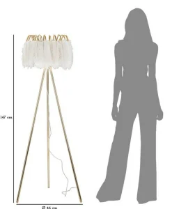 Lampada da terra Millefleur, 46x46 h147 cm, Bianco e Oro<Dmora New