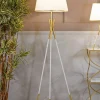 Lampada da terra Murales, 61x61 h154 cm, Bianco e Oro<Dmora Best