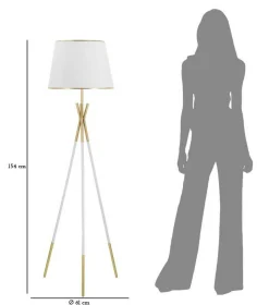 Lampada da terra Murales, 61x61 h154 cm, Bianco e Oro<Dmora Best