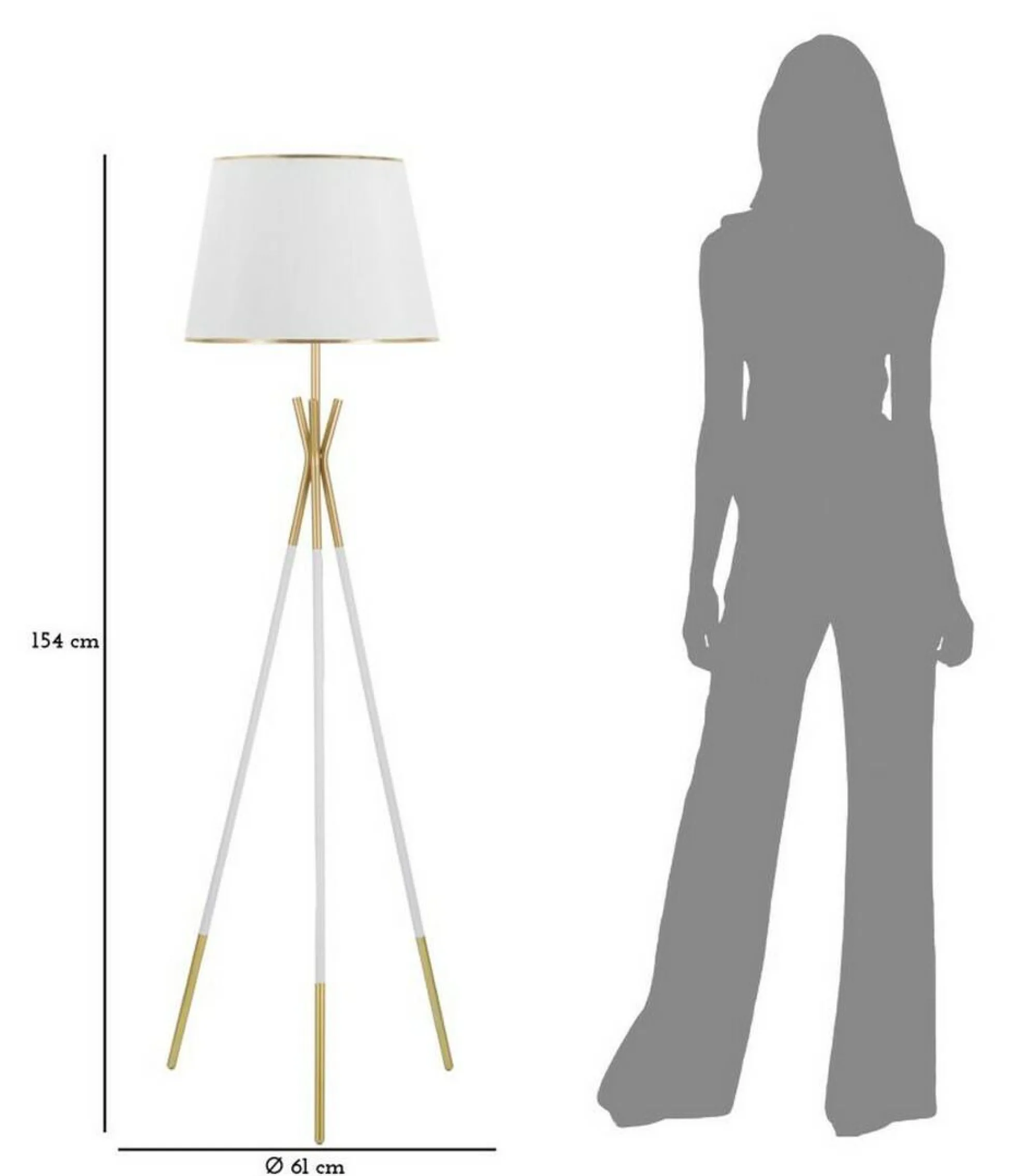 Lampada da terra Murales, 61x61 h154 cm, Bianco e Oro<Dmora Best