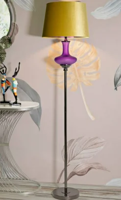 Lampada da terra Pepoli, 40x40 h167 cm, Viola e Giallo<Dmora Clearance