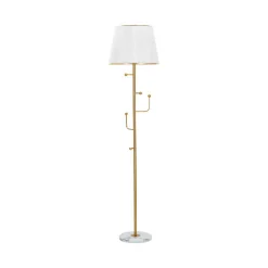 Lampada da terra Tano, 41x41 h173 cm, Bianco e Oro<Dmora Best Sale