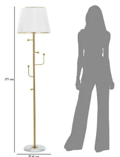 Lampada da terra Tano, 41x41 h173 cm, Bianco e Oro<Dmora Best Sale