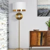 Lampada da terra Telero, 40x40 h151 cm, Bianco e Oro<Dmora Fashion