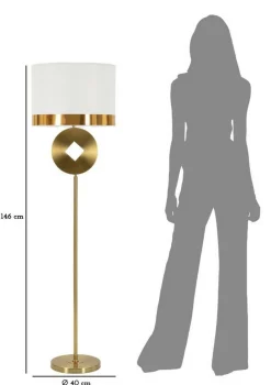 Lampada da terra Telero, 40x40 h151 cm, Bianco e Oro<Dmora Fashion