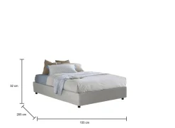 Letto alla francese Aladino, adatto per materasso Cm 140x190,<Dmora Clearance