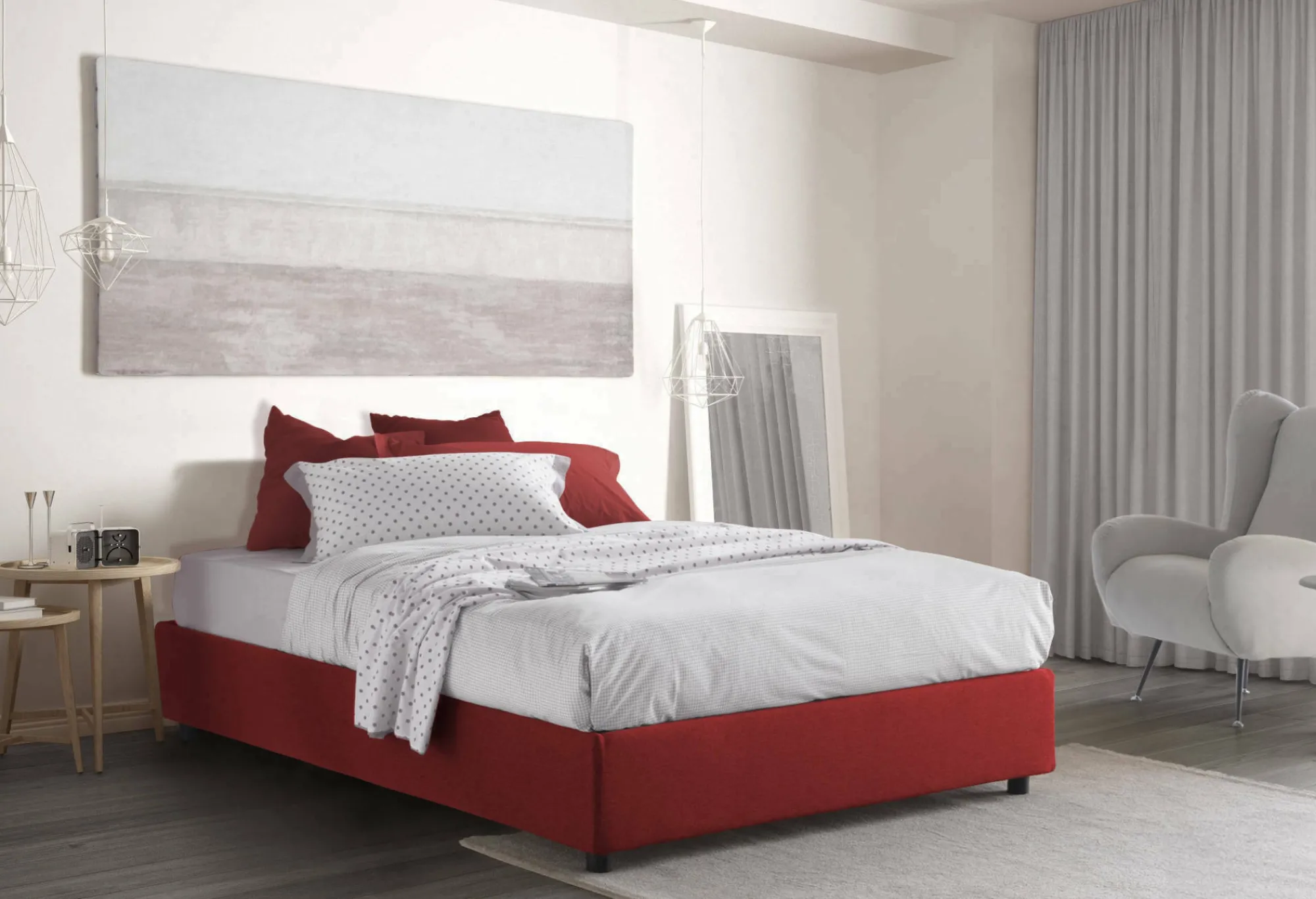 Letto alla francese Alaksir, con materasso Cm 140x200 incluso,<Dmora Store
