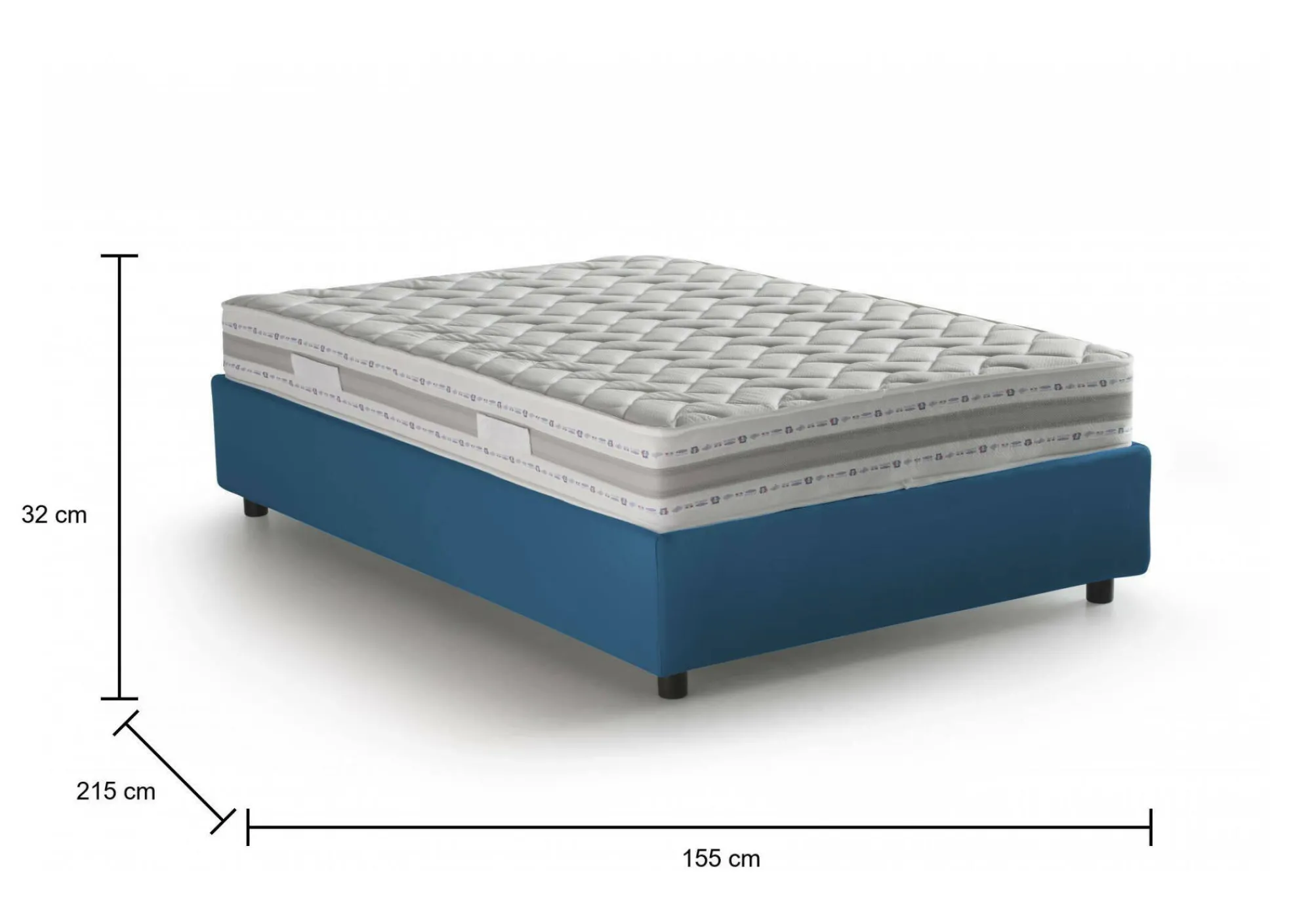 Letto alla francese Alaksir, con materasso Cm 140x200 incluso,<Dmora New