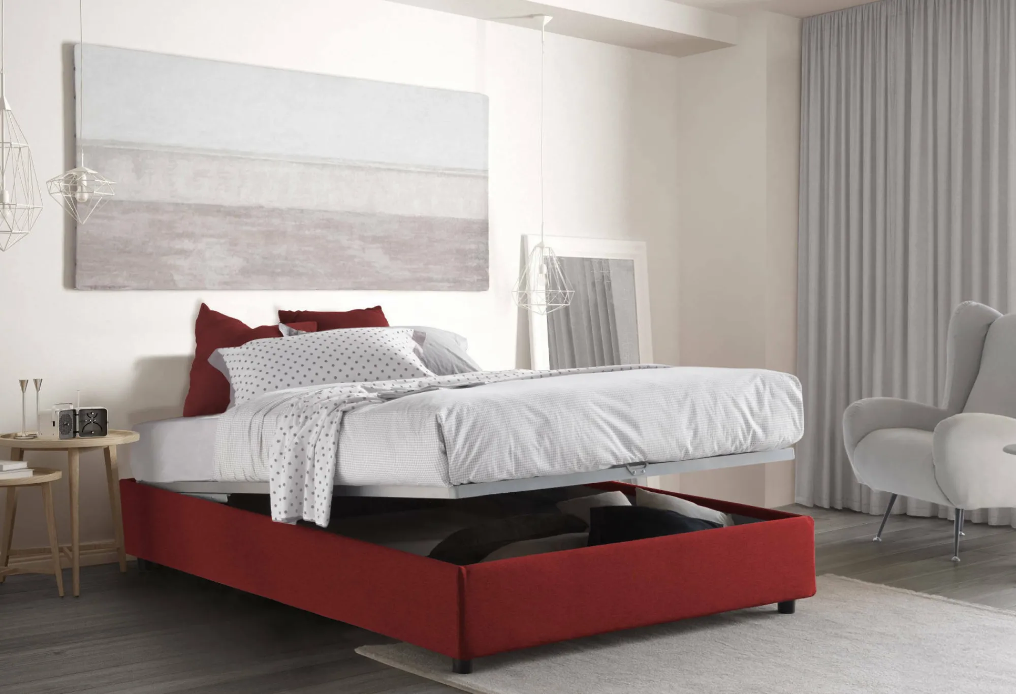 Letto alla francese Alaksir, con materasso Cm 140x200 incluso,<Dmora Store