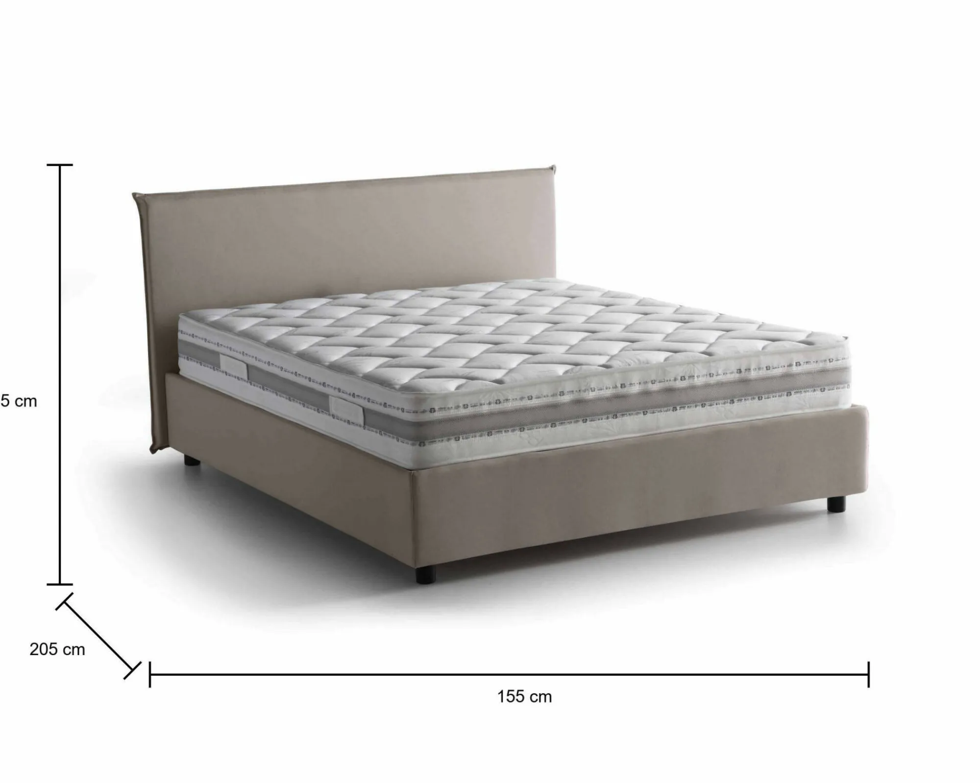 Letto alla francese Alion, con materasso Cm 140x190 incluso,<Dmora Flash Sale